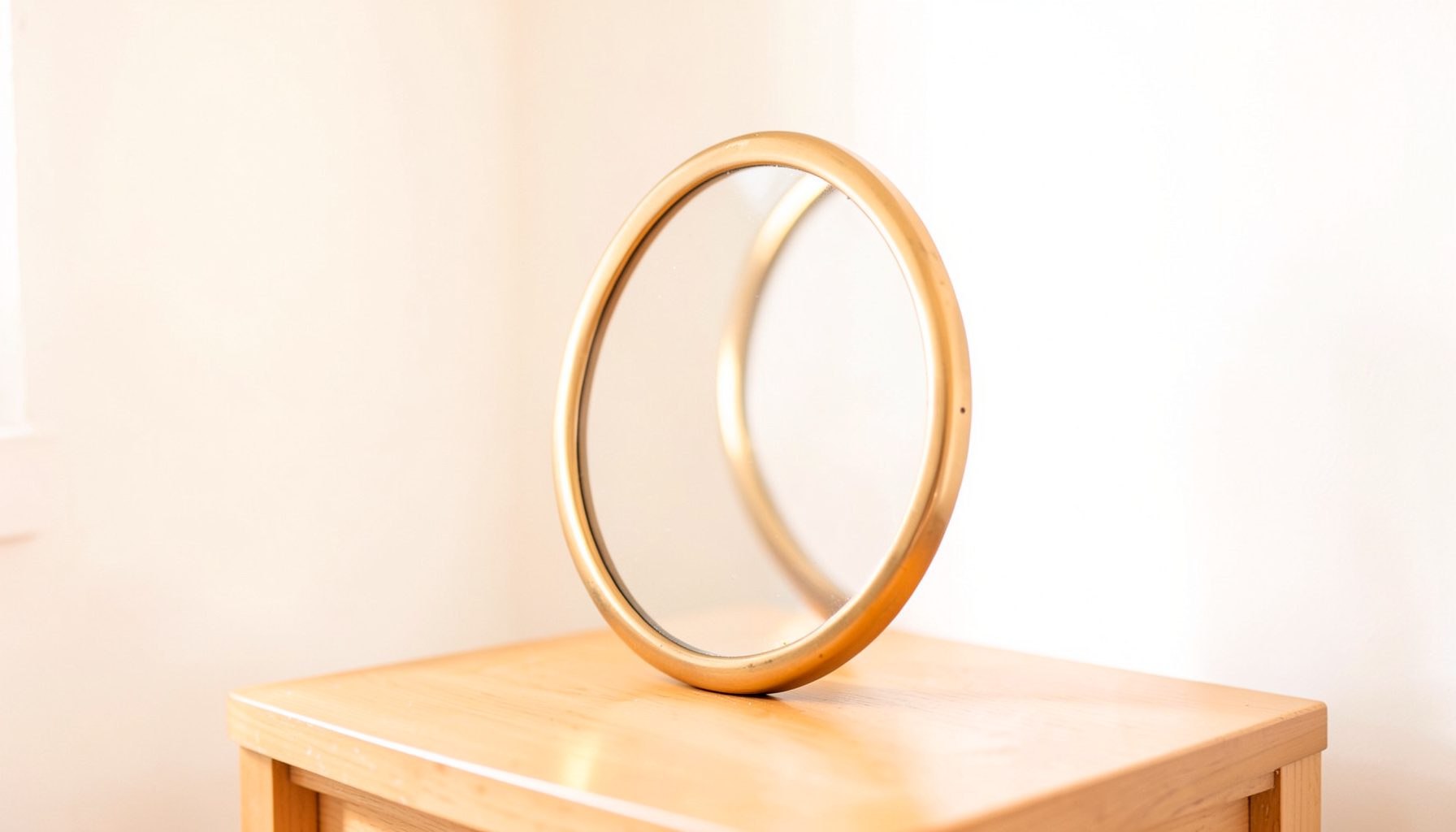 An elegant oval photo frame in a warm metallic finish, standing on a side table near a softly lit corner
