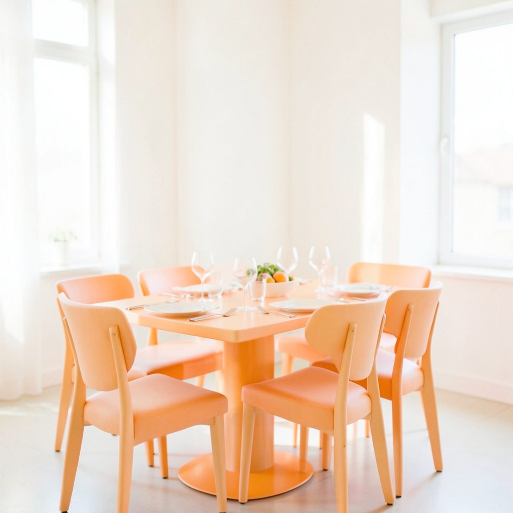 Airy dining area with elegant tableware in natural morning light